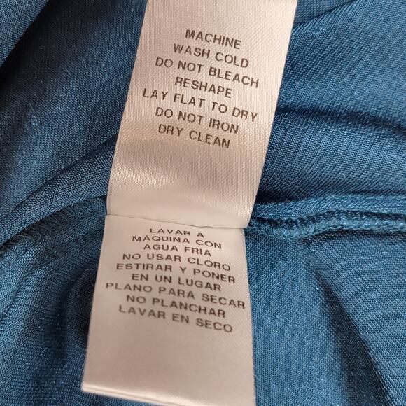 London Times Velvet Burn Out Dress Womens 8 Blue Cutout V Neck Band Collar Party - Picture 8 of 15